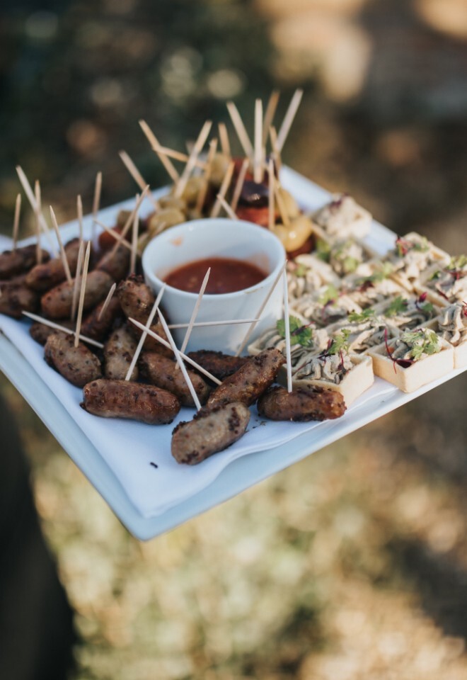 Wedding Canapes served in the courtyard at Hall Farm Hotel Grimsby