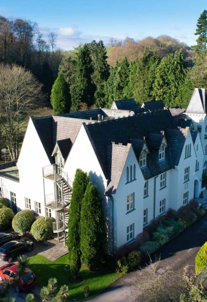 Aerial front of hotel