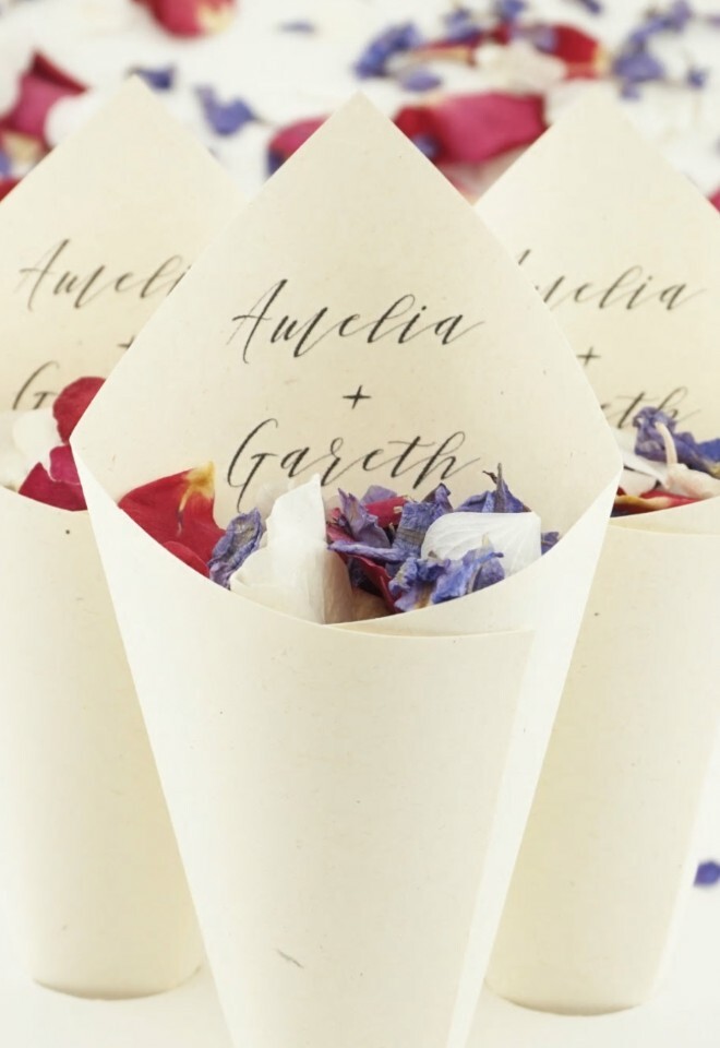 The Dried Petal Companys Handcrafted Wedding Confetti Cones Personalised Free Spirit