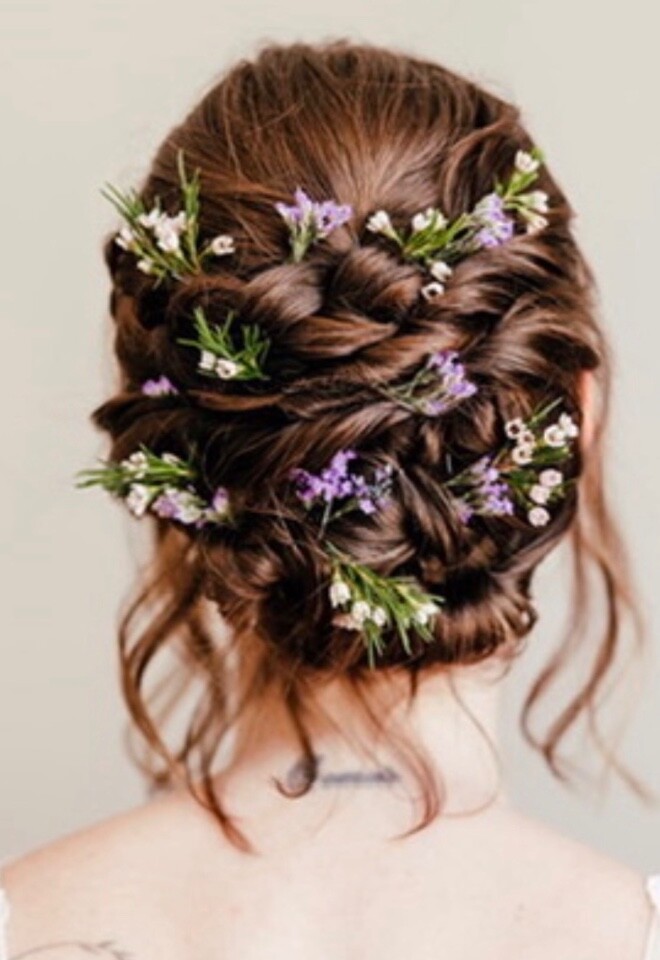 Twisted hair up with flowers 