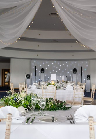 Wedding reception set up at East Sussex National