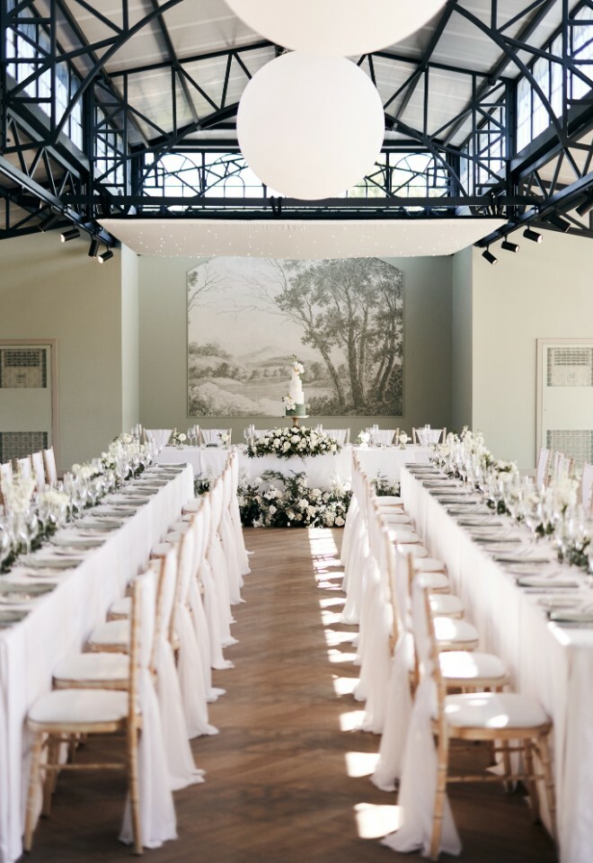 Orangery interior tressel tables
