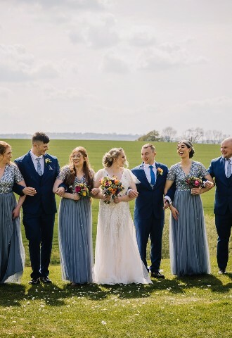 Couple and Wedding Party at Skylark Weddings