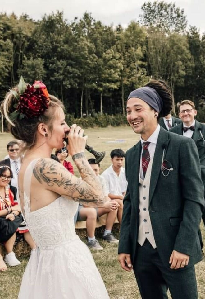 Wine ceremony during celebrant ceremony