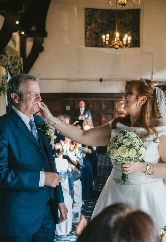 Bride and groom during wedding ceremony at Bestwood Lodge