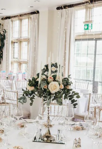 A wedding breakfast set up at Llangoed Hall