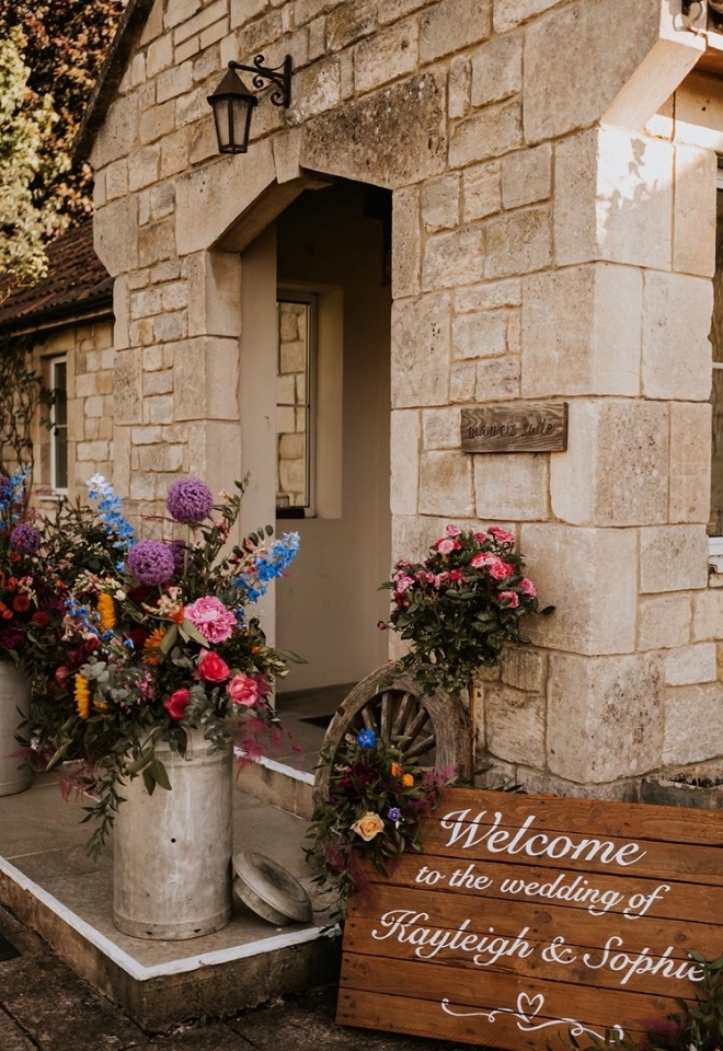 welcome flowers and entrance 