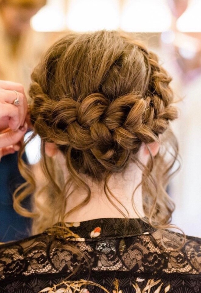 Halo braid bridal hairup