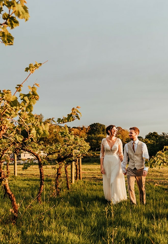 Vineyard wedding couple