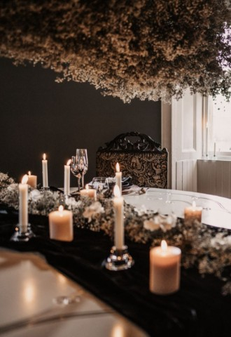 The Turret decorated for a wedding at Auchen Castle - a romantic castle wedding venue in Scotland