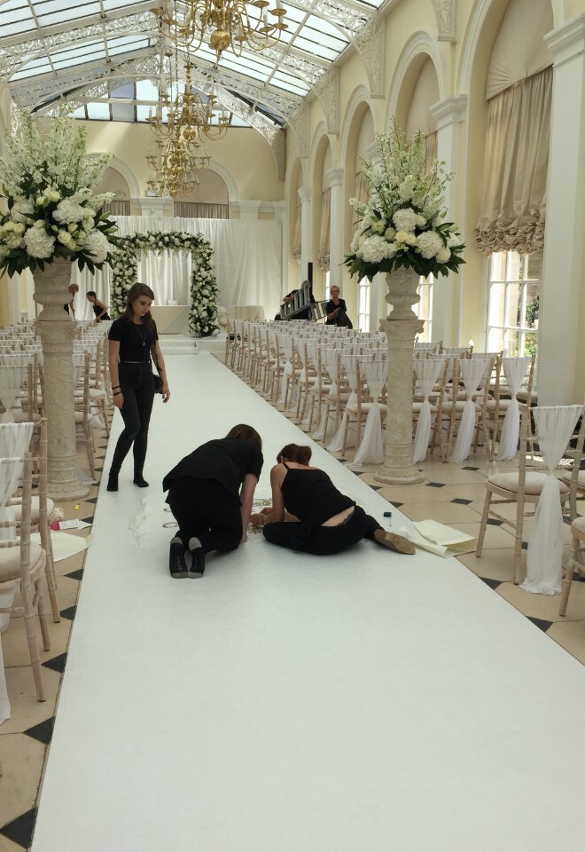 Luxury White Chiffon Sashes, 30 meter length by 2 meter width White Luxury Aisle Carpet at Blenheim Palace - Fresh Flowers By TJ Designer Weddings