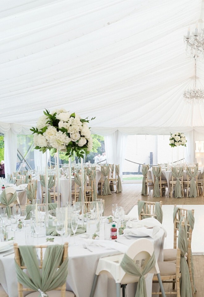 Marquee wedding breakfast at That Amazing Place by decorated by Sophies Boutique Bows