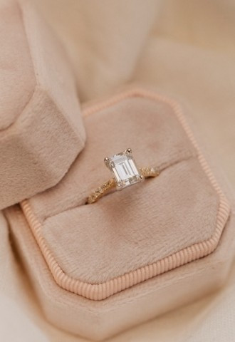 nouveau emerald engagement ring