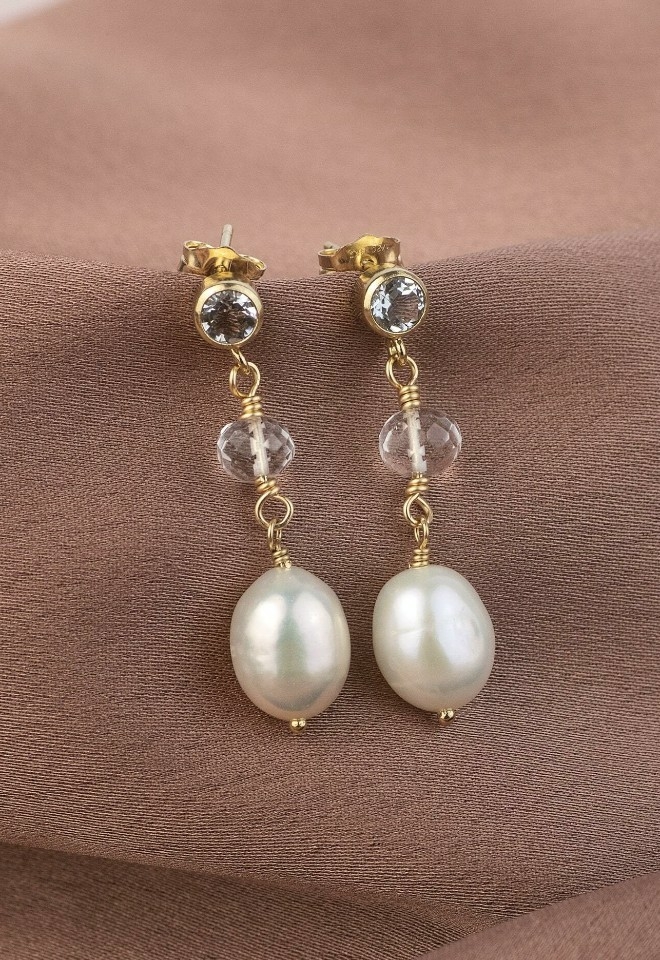 Pearl and crystal bridesmaid earrings