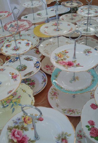 Vintage crockery china cake stand hire Oxfordshire