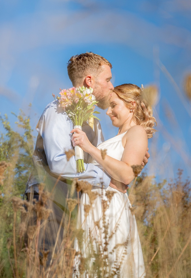 Bride and groom on wedding day taken by Buckinghamshire photographer 