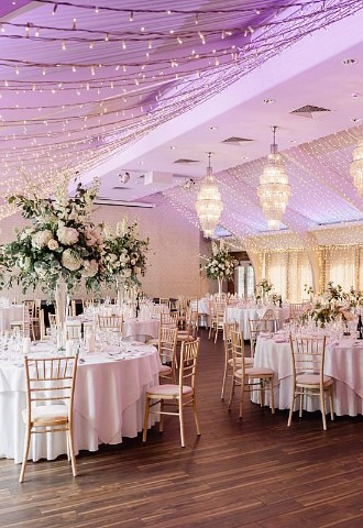 Wedding reception set up at Colshaw Hall, Cheshire