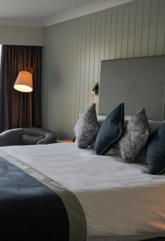 Deluxe double bedroom at De Vere Cotswold Water Park.