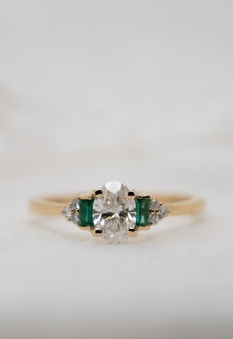 Emerald and diamond engagement ring, Ethica Diamonds
