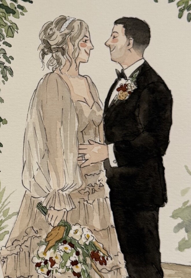 Ceremony Portrait & Cake illustration done on our Studio Time