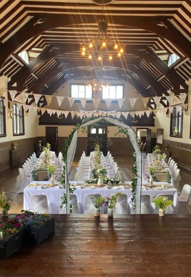 Stunning wedding breakfast set up at Waddesdon Hall