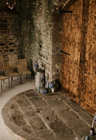 Rustic barn wedding ceremony Yorkshire