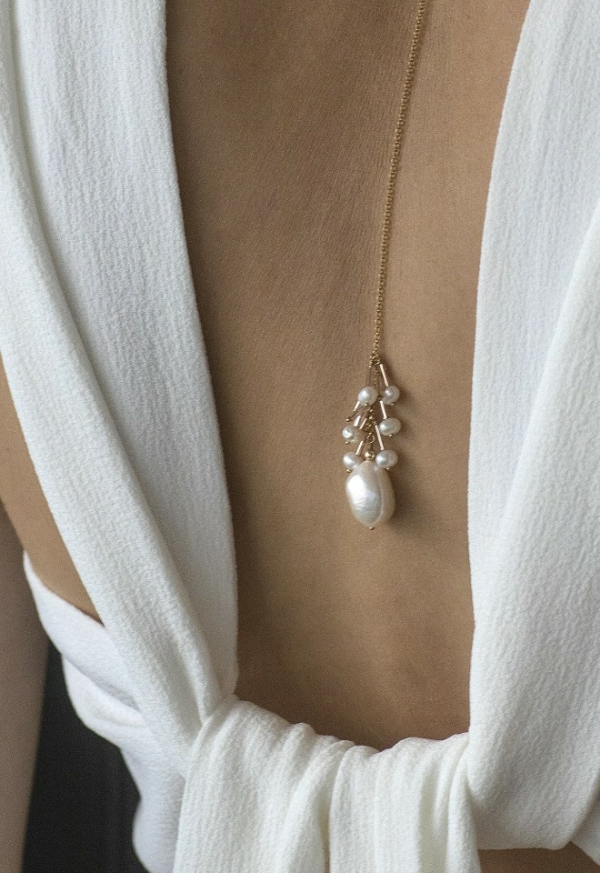Pearl Bridal back drop necklace