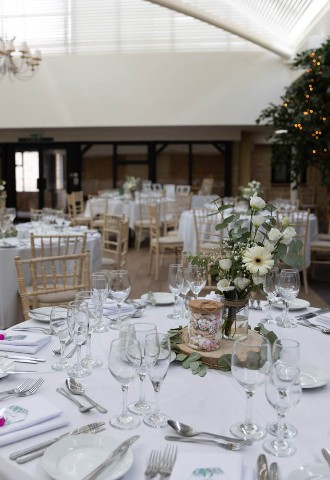 Wedding reception set up at voco Oxford Thames, Oxfordshire