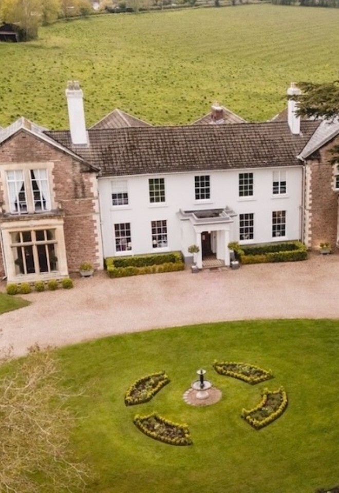 An ariel view of Glewstone Court, Herefordshire wedding venue