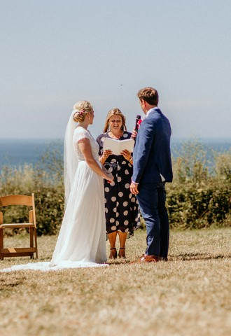 Celebrant in Cornwall at wedding in Polzeath