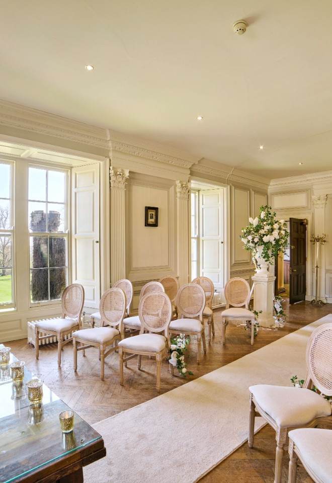 Panelled Room Guest Seating for Civil Ceremony at Swinton Park Hotel