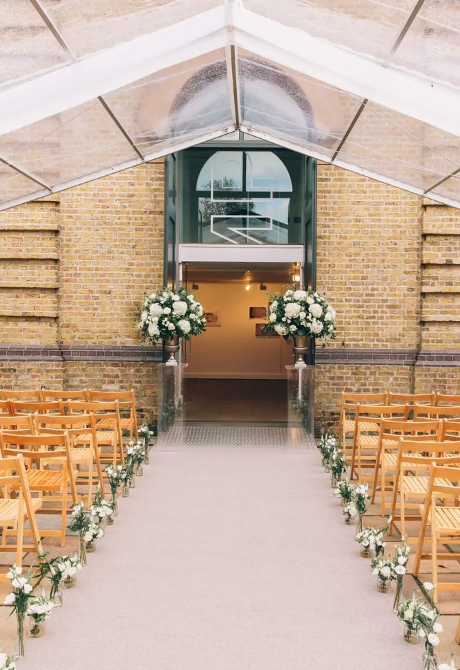 Ceremony inside the Battersea Park Pump House marquee