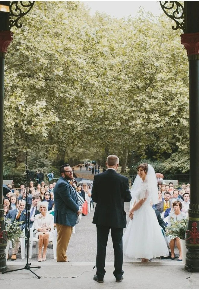 Wedding ceremony taking place inside the Band Stand at Battersea