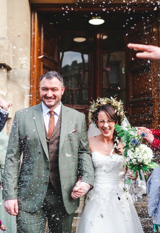 bride and groom confetti bath guildhall