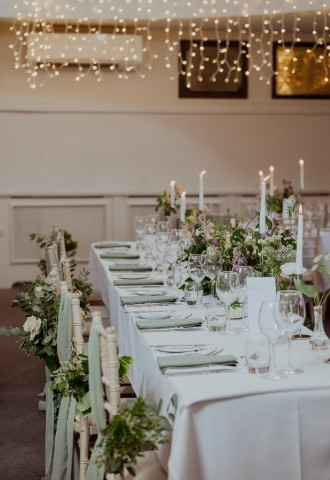 Table set up for Wedding Breakfast, Kings Chapel, Old Amersham
