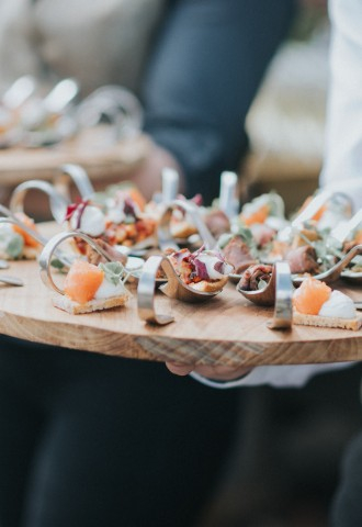 Canapes being served at Widbrook Grange - a country house wedding venue in Wiltshire