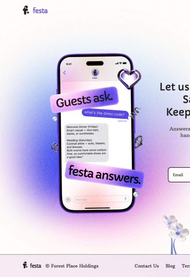 festa weddings landing page