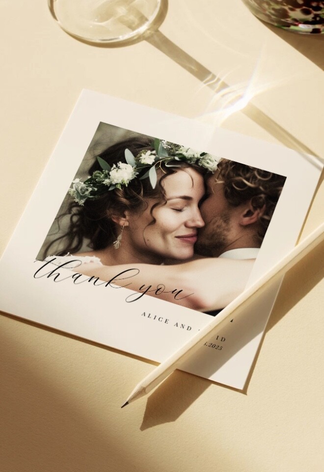 Simple square wedding thank you cards