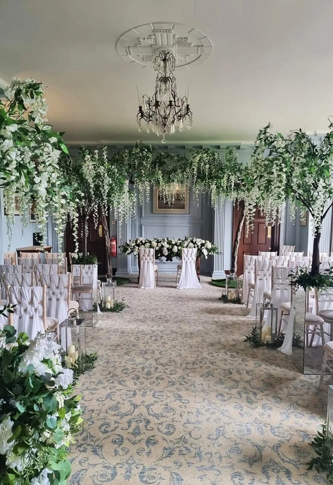 Wedding ceremony inside Llangoed Hall