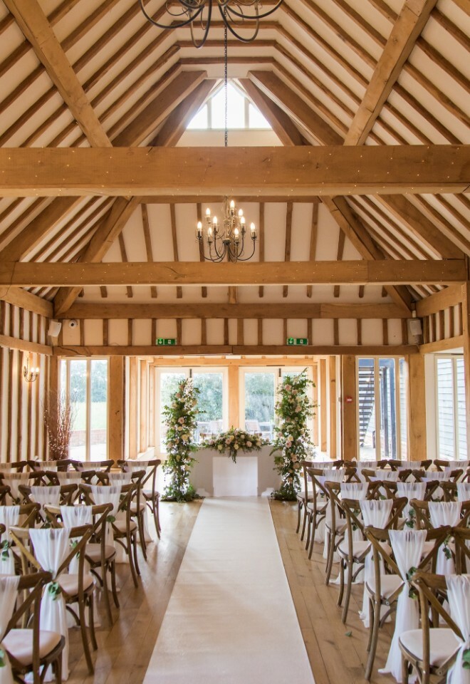 The Vaulty Manor barn set up for a wedding ceremony