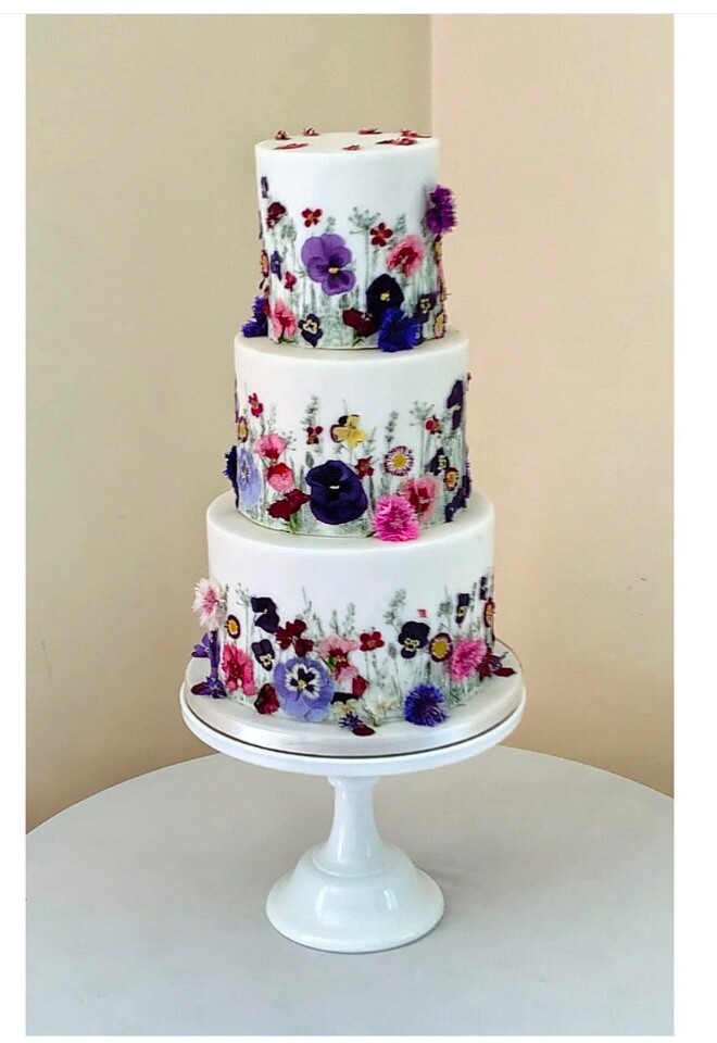 Pressed Edible Flower Cake at Pembroke Lodge