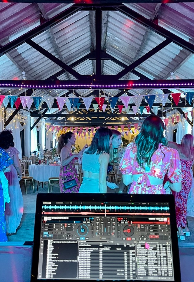 Disco by Happy Sounds Mobile Disco in the event barn