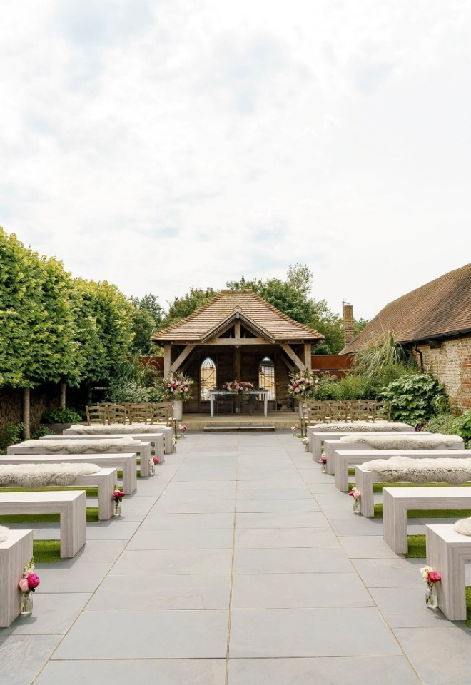 Outdoor ceremony space at Southend Barns, Chichester, Sussex