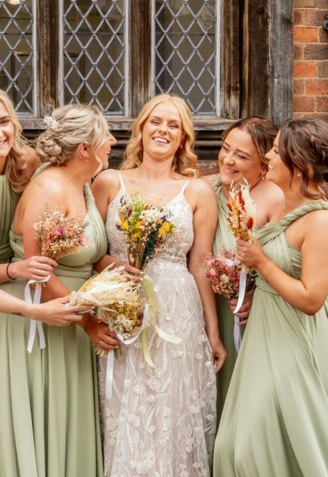 Bride with her bridesmaids