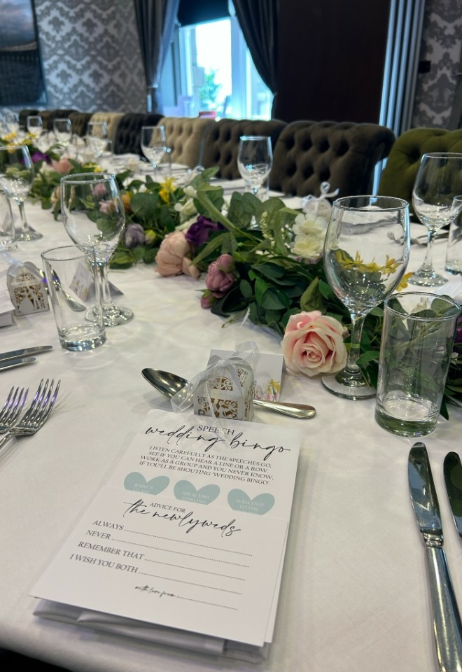 Wedding breakfast set up at Malmaison Dundee