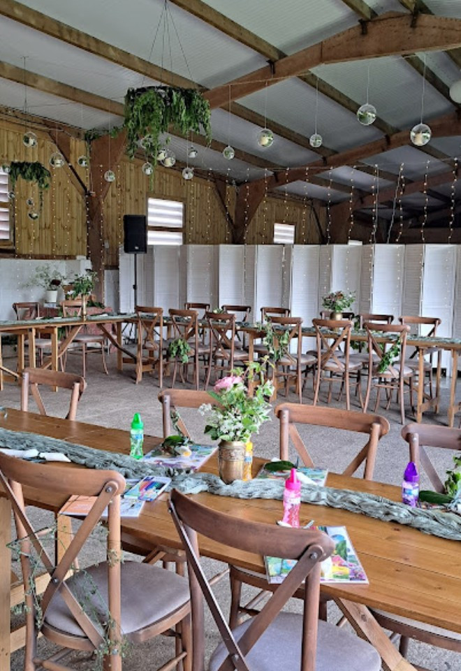 Intimate wedding using long tables