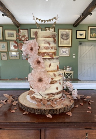 Three tier with wafer paper fantasy flowers