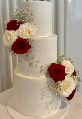 Traditional red and white with gold leaf