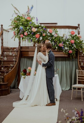 First Kiss during Wedding Ceremony, Kings Chapel, Old Amersham