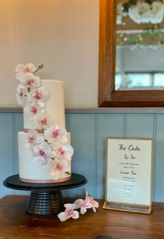 Two tier with wafer paper orchids